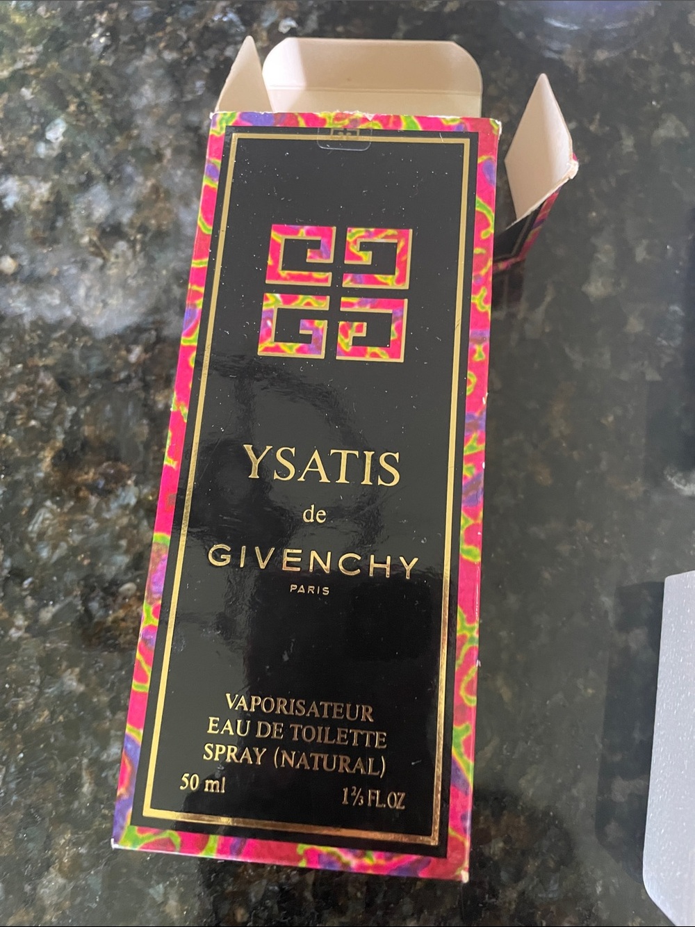 Givenchy Ysatis Black Box with Multicolor Pink and Green Accents